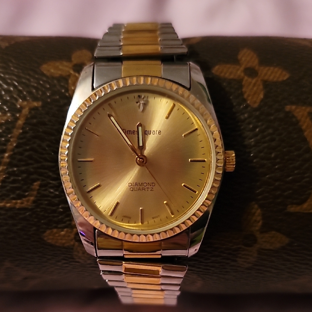 Gold and Silver Time Square Watch